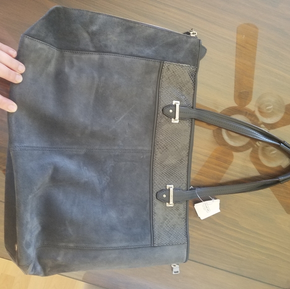 New With Tag - Coach Gray Suede & Snake Purse - Picture 6 of 12